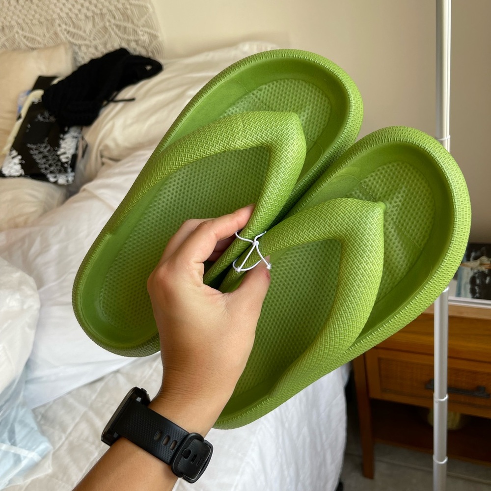 Green Slide Sandals